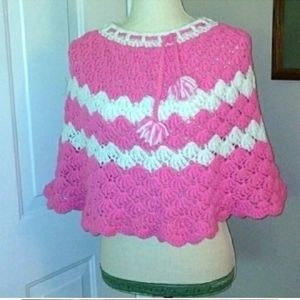 Vintage Pink & White Capelet Size S